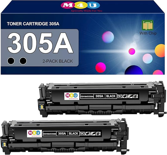305A Toner Cartridge Replacement for 305A CE410A for Laser Jet: 300 Color M351a, 400 M451dw M451dn M451nw, 400 Color MFP M475dn M475dw, Black(2 Pack)
