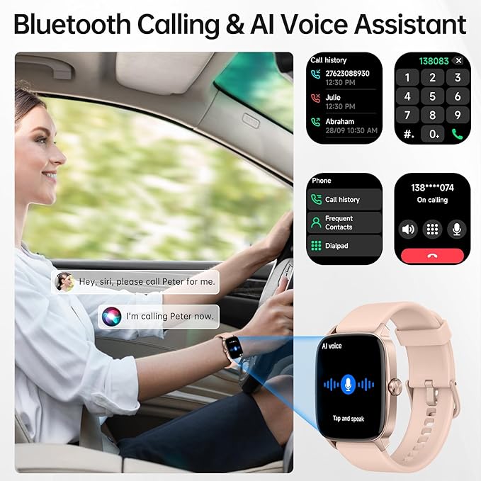 Smart Watches for Women Men with Bluetooth Call & AI Voice, 1.85" HD Fitness Tracker with Heart Rate SpO2 Sleep Monitor, 100+ Sports Modes,Mini Games, IP68 Waterproof Smartwatch for Android iOS Phones