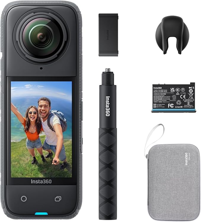 Insta360 X4 Endurance Bundle - 8K Waterproof 360 Action Camera, 4K Wide-Angle Video, Invisible Selfie Stick, Removable Lens Guards, 135 Min Battery Life, AI Editing, Stabilization, for Sports, Travel