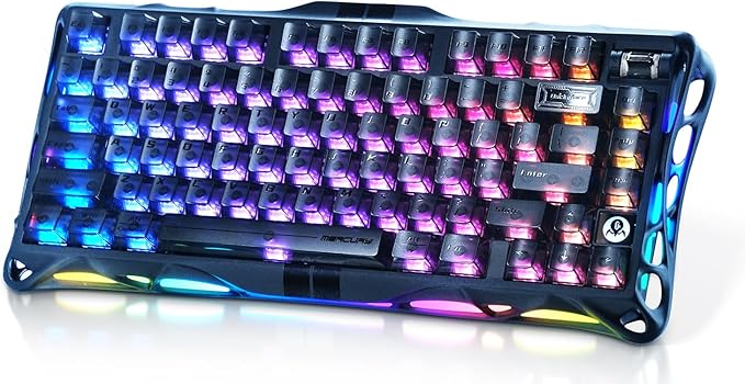 GravaStar Mercury V75 HE Keyboard, 75% Hall‑Effect Magnetic Switch Gaming Keyboard, 8000 Hz Polling, 0.005RT, Wired USB-C, RGB Backlit, Adjustable Actuation, Semi‑Aluminum Chassis-Stealth Black