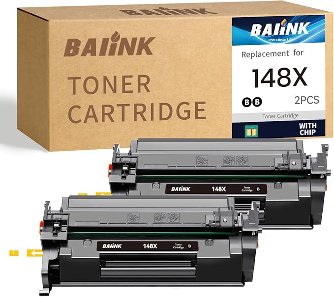 148X Toner Cartridge Black (with Chip) Compatible Replacement for HP 148A 148X W1480A W1480X Compatible for HP Pro 4001dw 4001dn 4001n MFP 4101fdw 4101fdn Printer High Yield (2 Pack)