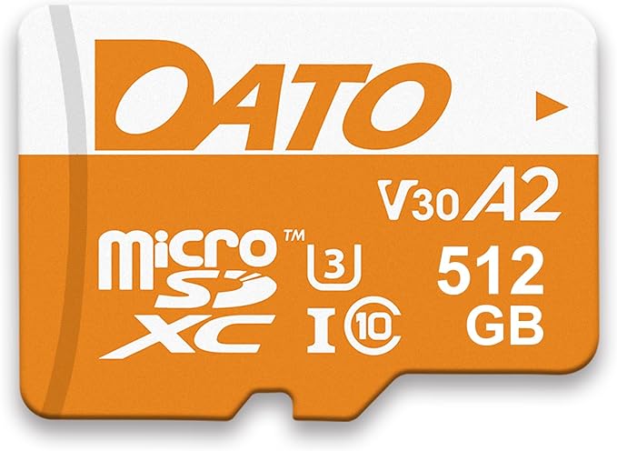 DATO 512GB Advance Plus microSDXC Memory Card, UHS-I, C10, U3, V30, A2, 4K UHD, Up to 160/150 MB/s, for Mobile Phones, Tablets, Gaming Consoles, Cameras, Drones, and Professional Equipment