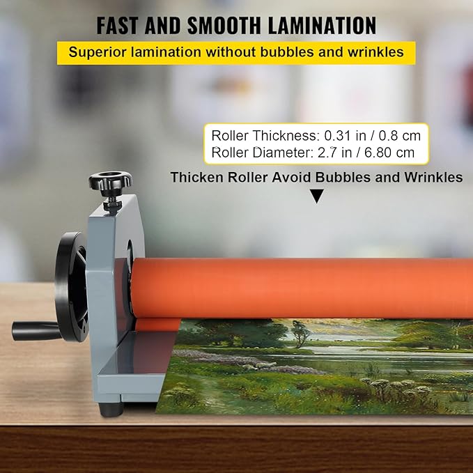 VEVOR Manual Cold Roll Laminator Commercial Professional 25 Inch 1.18" Thickness Foldable Roll Laminating Machine Vinyl Photo Film Mounting Laminator for Uses 25"Max Film Width