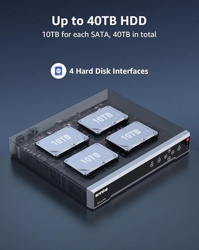 ANNKE 32CH AI NVR Recorder, H.265+ 12MP PoE Network Video Recorder, Facial Recognition, AI Motion Detection, Support 32x 12/8/5/4MP IP Cam, 16 Port Expandable NVR, 4 SATA Support 40TB, NO HDD Included