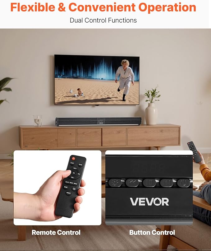 VEVOR Sound Bar for Smart TV, 2.0 Channel, 32-Inch Compact Soundbar TV Speakers for Projector, Bluetooth AUX Connection, Remote Control, Easy Setup, 80W Surround Sound System for PC Home Theater Audio