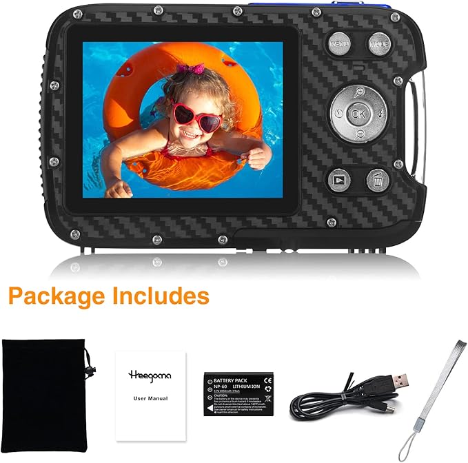 Waterproof Digital Camera,17 FT Underwater Camera 2.8" LCD HD1080P 30MP Kids Video Camcorder with 32G Card and Rechargeable Battery,Point and Shoot Camera for Kids Teenagers Students Gifts Blue