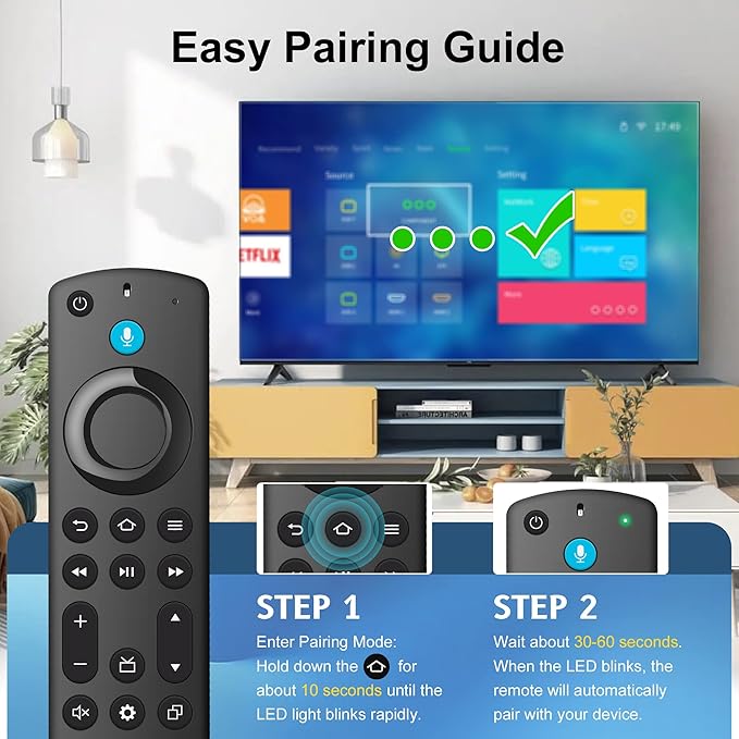 Voice Control TV Remote Replacement - for Fire AMZ TV Stick (HD/2nd Gen/3rd Gen/Lite/4K/4K Max), TV Cube and for Onmi/Insignia/Toshiba/Pioneer