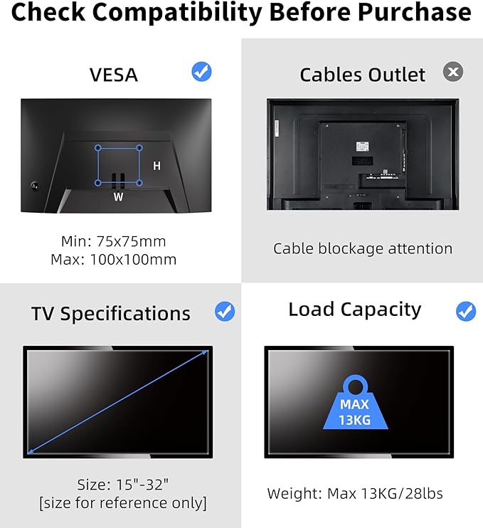 Suptek TV Wall Mount Swivel Tilt Rotation Full Motion Adjustable Articulating for Most 15-32 inch LED, LCD Monitor Wall Mount VESA 75,100, 2 Packs (MA2720-2)