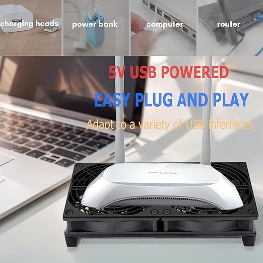 VTRETU Cooling Fan, Dual 120mm Fan for Router Rack DIY Audio Video Network Cabinet Server Cooling Project and Equipment Workstation Xbox PS5 Cooling Accessories 240 * 120 * 25mm