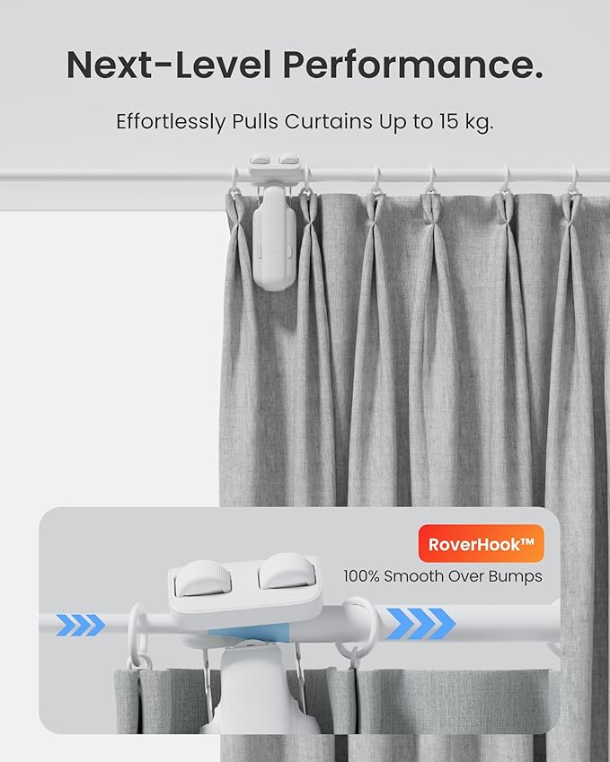 2025 Automatic Curtain Opener 3 Rod-Bluetooth Remote Control, WiFi&Smartphone Control, Upgraded High-Performance, Add Hub to Compatible with Alexa, Google Home, HomeKit (2025 Curtain Opener*2&Remote)