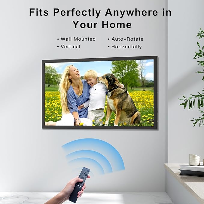 Smart Digital Picture Frame Large Digital Photo Frame - 21.5 inch App Frames 1920x1080 IPS Screen, 32GB, Remote Control, Synchronize Smartphone Screen, Send Photos Via APP Email, Free Cloud Storage