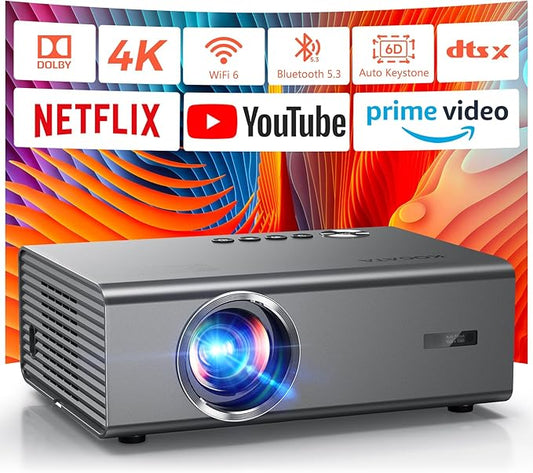 4K Projector with Netflix& Dolby Audio, 1200ANSI Auto Focus&6D Keystone Kogata Smart Projector with Built in Apps Outdoor Movie Proyector with WiFi 6 Bluetooth for Home Theater UPGRADE
