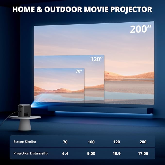 Wireless Mini Projector with WiFi and Bluetooth 5G, Portable Projector Support 4K Movie Video Projection, Electric Focus 350ANSI Phone Projector Home and Outdoor Cinema with HDMI Cable