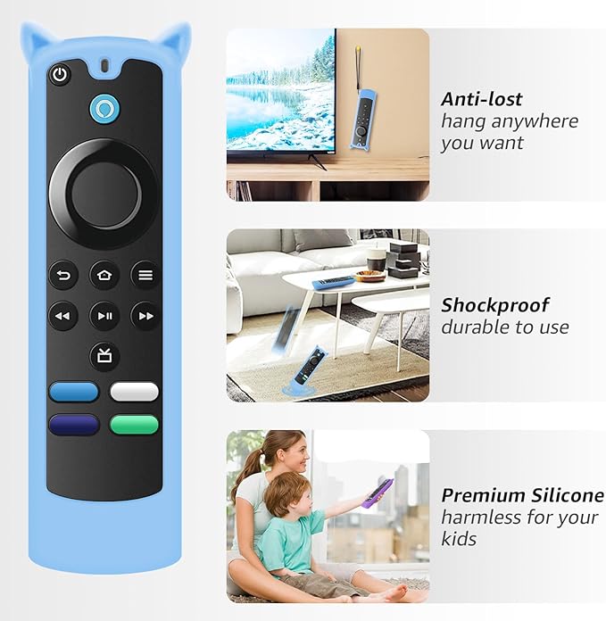 2 Packs Protective Remote Cover Case, Silicone Sleeve Remote Control Cover Glow in The Dark with Lanyard(Glow Purple & Glow Blue)