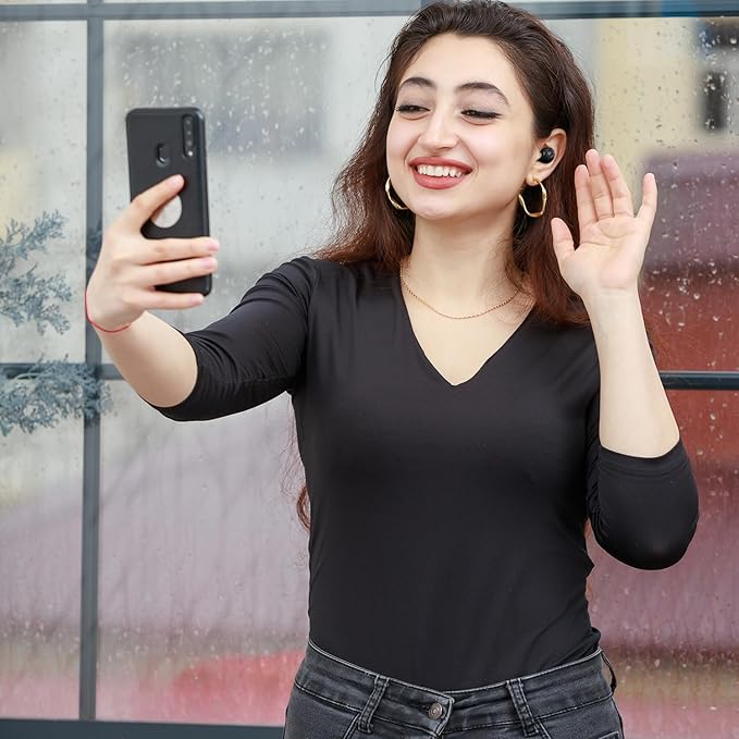 FAAEAL Bluetooth 5.3 Wireless Earbuds with Wireless Charging Case,Waterproof Stereo Headphones in Ear Built in Mic Headset Premium Sound with Deep Bass for Sport(Black)