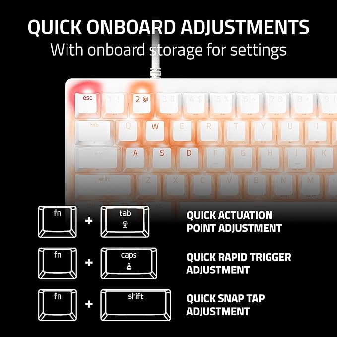 Razer Huntsman V3 Pro Mini 60% Esports Gaming Keyboard: Analog Optical Switches Snap Tap - Rapid Trigger - Adjustable Actuation - Dual-Purpose Mod Keys - Doubleshot PBT Keycaps - White