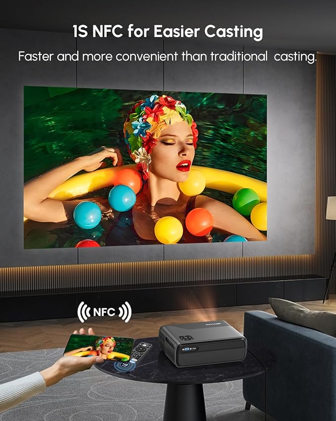 4K HDR Google TV Projector with Netflix Licensed Ultra HD Portable Smart Projector with Wifi6 and Bluetooth 5.4 , HDMI ARC, Dolby Audio, NFC, Auto Focus for Home Theater, Outdoor Movie Indoor, Bedroom