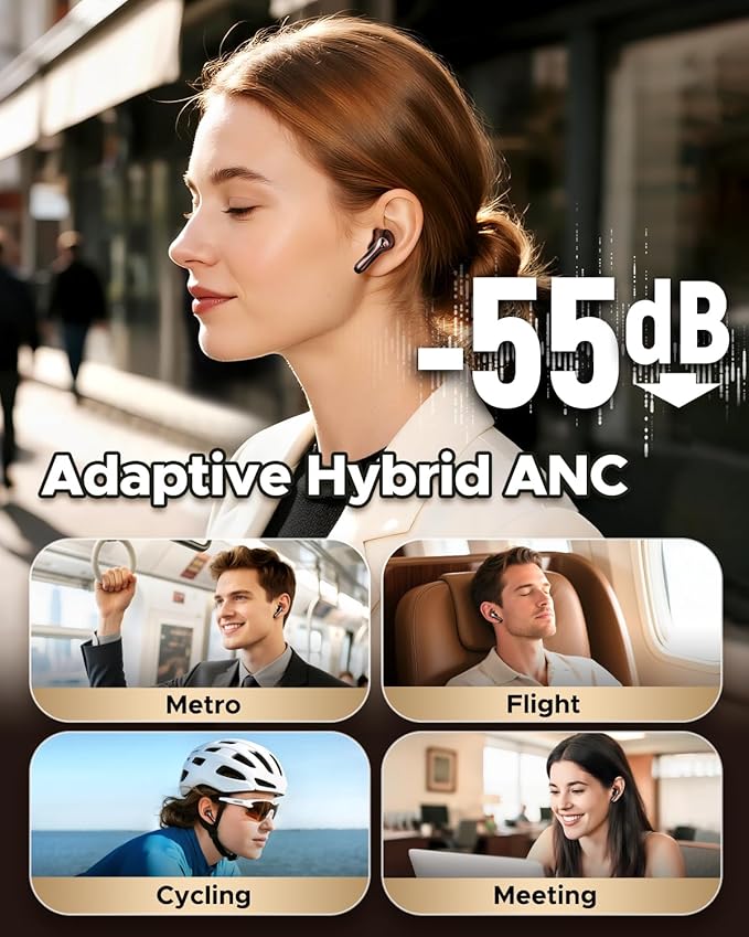 SoundPEATS Air5 Pro Hi-Res Wireless Earbuds, LDAC & aptX Lossless, 10mm Hi-Fi Driver, Snapdragon Sound, Adaptive ANC, 37H Battery, BT 5.4, IPX5 Waterproof, Multipoint Connection