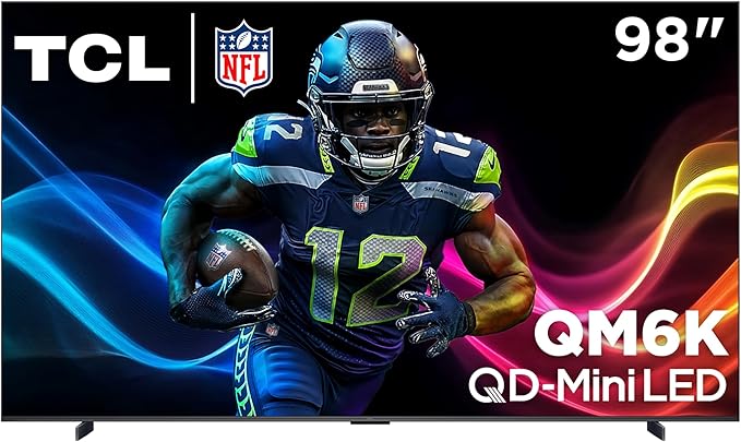 TCL 98-Inch Class QM6K Series QD-Mini LED 4K UHD Google Smart TV Best Value Mini-LED TV - QLED, 144hz, 288hz Gaming Rate, High Contrast Screen, Onkyo Audio, Dolby Atmos (98QM6K, 2025 Model)