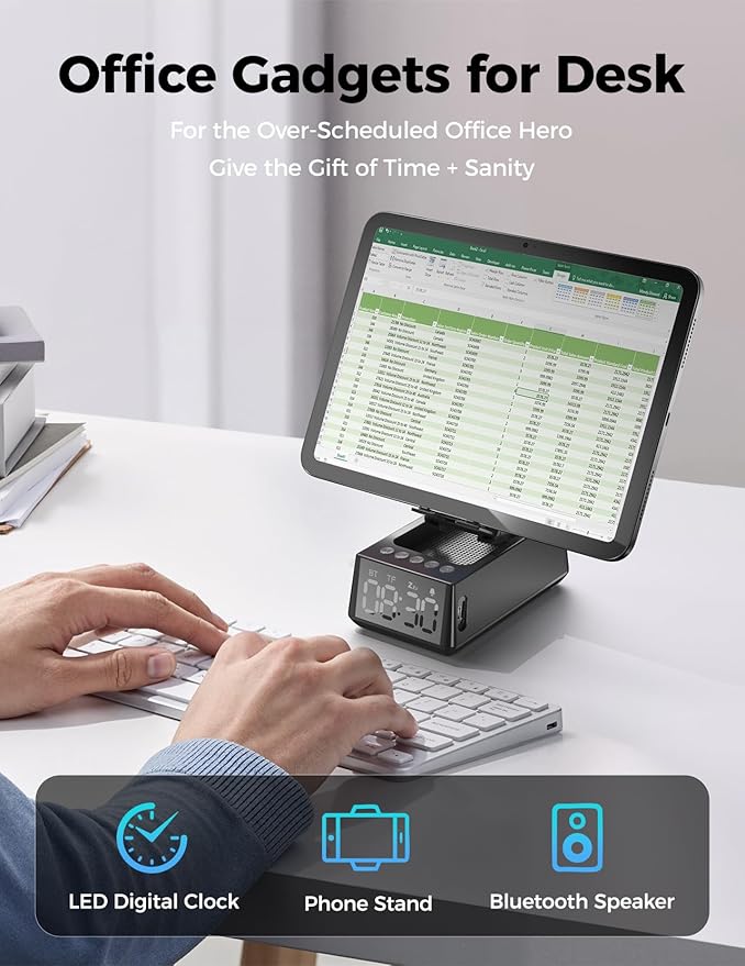 CHIFENCHY Birthday Gifts for Men Women-Bluetooth Speaker with HD Sound, Stocking Stuffers White Elephant Gifts for Adults, Kitchen Gadgets for Anniversary Idea Gift for Dad Mom Husband Wife(Black)