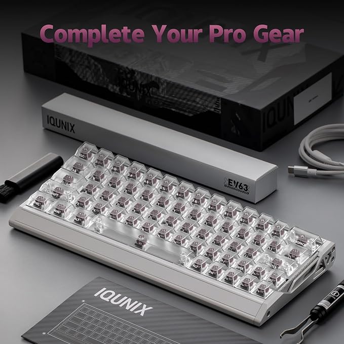 IQUNIX EV63 Hall Effect Magnetic Gaming Keyboard 60% | Rapid Trigger, Adjustable Actuation for FPS Gamers | Hot Swap, SOCD, RGB, Full Aluminum Case (Silver Blade)