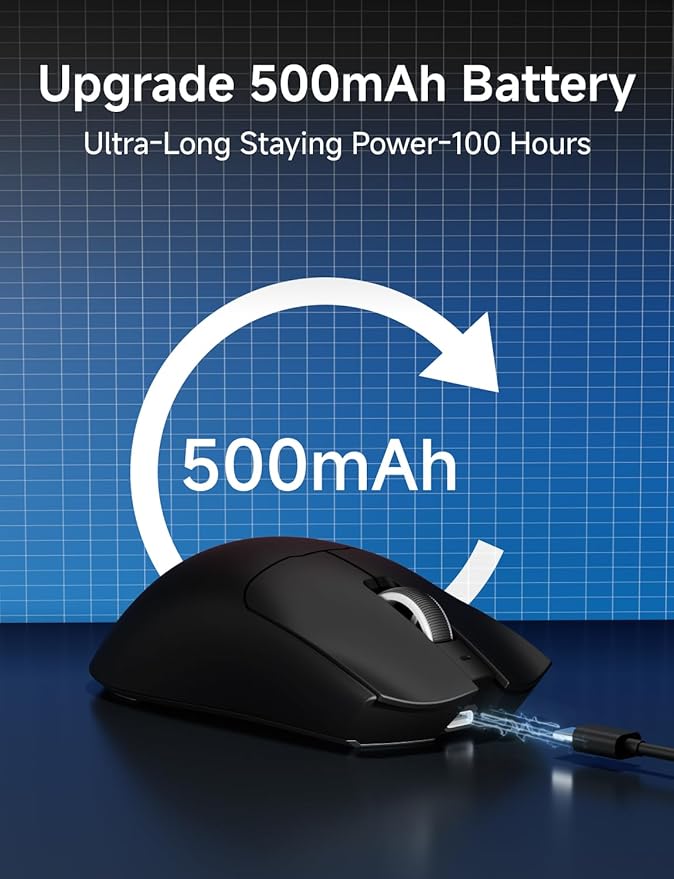 S9 Wireless Gaming Mouse, 59G Ergonomic Computer Mouse, Triple Modes, 8K Polling, 26K DPI, PAW3395 Optical Sensor, Huanyu Switch, 250h Battery Life, Programmable for PC/Win/Mac(Black)