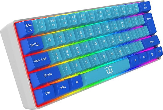 Snpurdiri 60% Wired Gaming Keyboard, RGB Ultra-Compact Mini Keyboard, Waterproof Mechanical Feeling Small Keyboard for PC/Mac Gamer, Typist, Travel, Easy to Carry on Business Trip (Blue-Wathet)