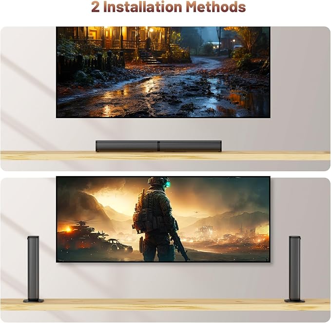 Wohome 2 in 1 Detachable Sound bar with Subwoofers, 4.1 Channel Bluetooth Sound Bar for Smart TV, Home Theater Surround Sound System, Optical,HDMI-ARC, USB Input, Bass Adjust, Remote/Button Control