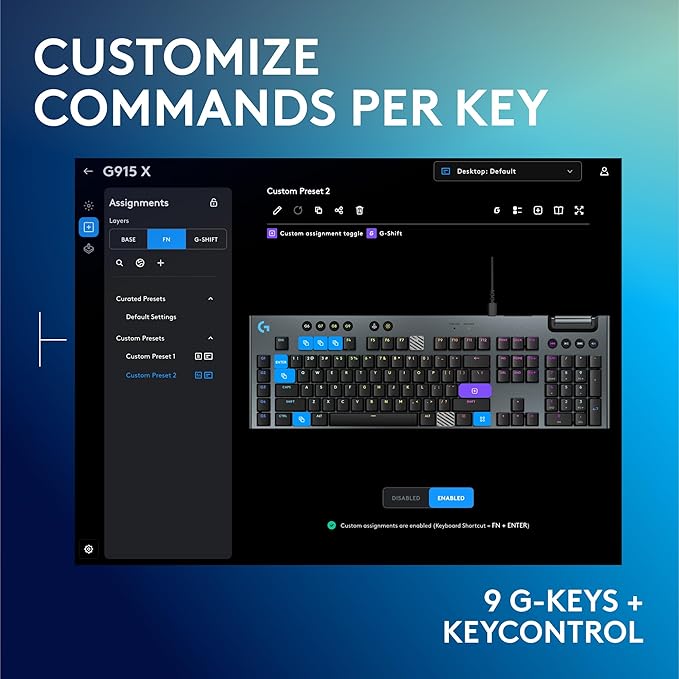 Logitech G915 X Wired Mechanical Gaming Keyboard, Double-Shot PBT Keycaps, Fully Programmable Keys, RGB Backlit Mac/PC Gaming Keyboards, Aluminum Finish, GL Linear Switches, Black