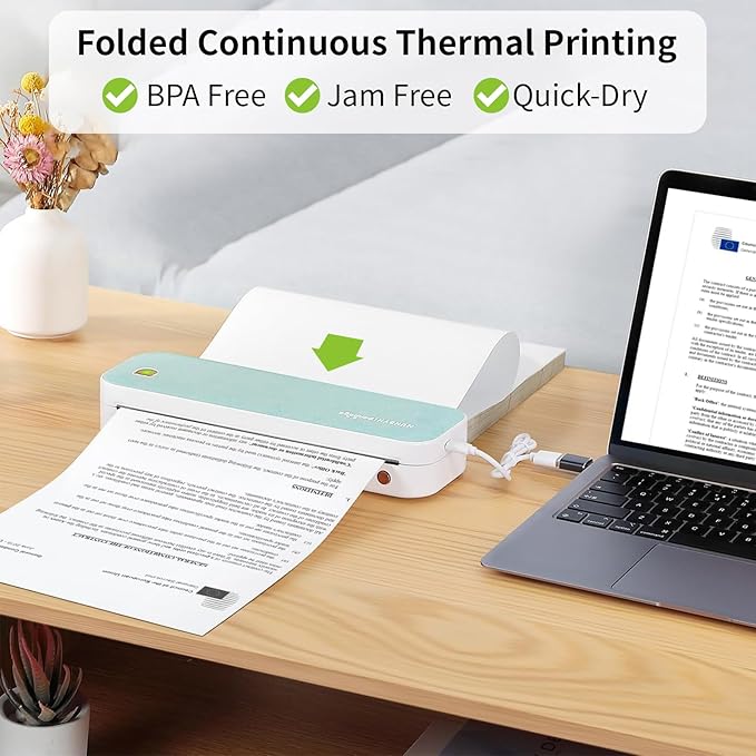 200 Sheets Thermal Printer Paper 8.5''×11'' US Letter Size Thermal Paper Compatible with Peripage, Munbyn, Jadens, HPRT, Phomemo Letter Portable Printer, Folded, Continuous, Perforated Thermal Paper