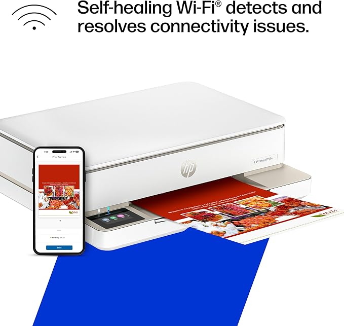 HP Envy 6155e Wireless All-in-One Color Inkjet Printer, Portobello, Print, scan, copy, Duplex printing Best-for-home, 3 month Instant Ink trial included, AI-enabled (714L5A)