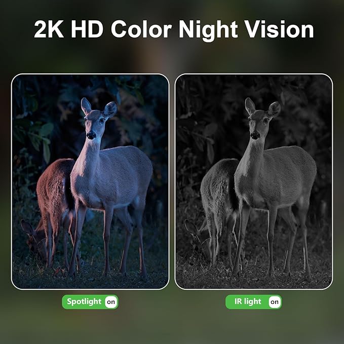 4G LTE Cellular Security Camera, No WiFi Security Camera Outdoor, Solor Security Cameras Wireless Outdoor, PIR Detection, 2K Color Night Vision, 360° PTZ, Built-in SIM Card (2 Pack)