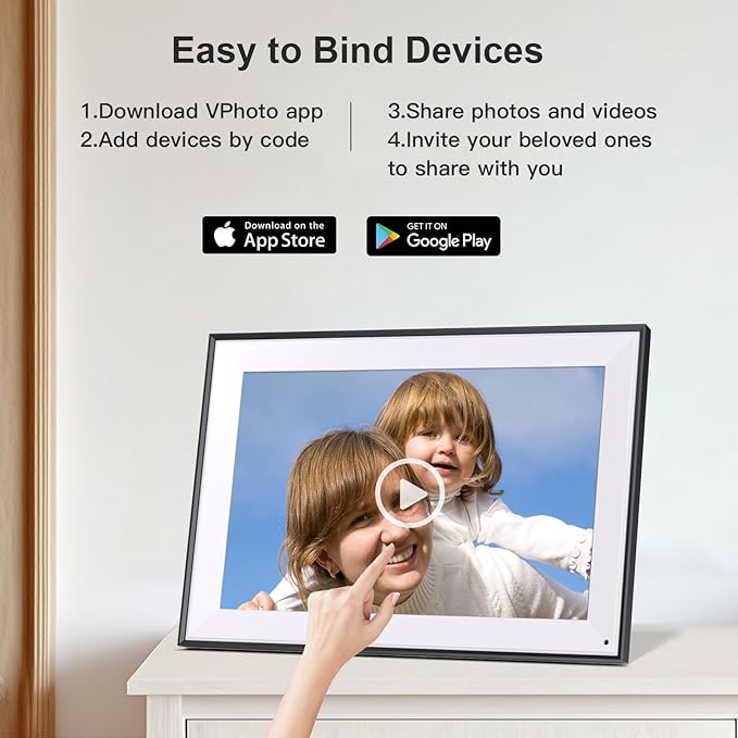 10.1" Digital-Picture-Frame Smart Digital Photo-Frame - 16GB Digital Frame, IPS Touch Screen, Auto-Rotate, Slideshow, Load Photo Video from Phone via APP Email, Free Cloud Storage, Gift for Family