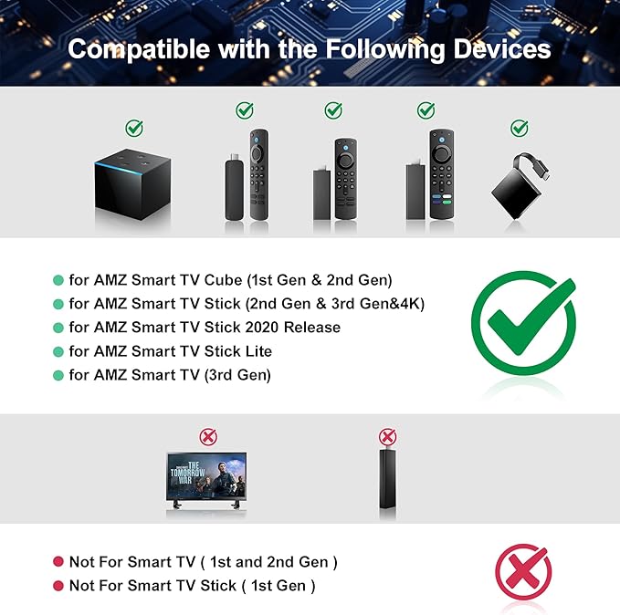 Voice Control TV Remote Replacement - Compatible with Fire Smart TV Stick (2nd Gen/4K/Lite/2020 Release), and Fires-AMZ TV Cube (1st/2nd Gen), AMZ Smart TV 3rd Gen, Not for Insignia/Pioneer