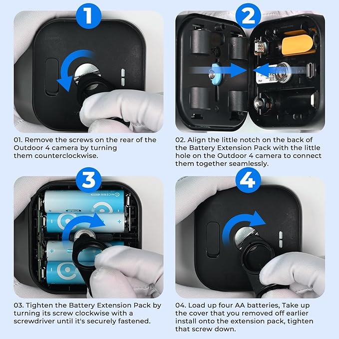 2 Pack Battery Extension Pack Compatible with Blink Outdoor 4 Camera, Included 8 Pack Lithium AA Batteries + 2 Waterproof Silicone Cover, Accessory for Outdoor 4 Smart Security Camera