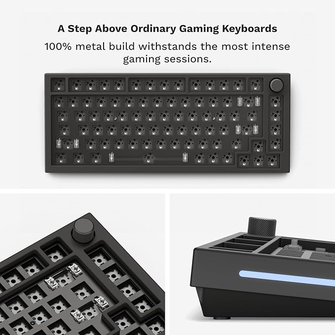Glorious Gaming GMMK PRO 75% Barebones Black (Frame Only) - Modular Mechanical Gaming Keyboard, TKL Size (75%), 3.3lb Frame, RGB, Fully Customisable, 5-Pin Switch Support