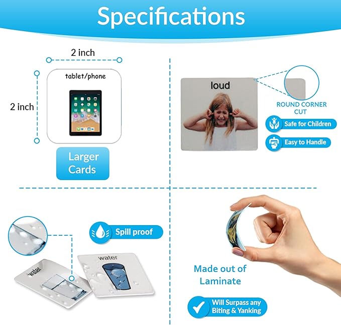 Visual Communication Book,162 ASD Photo Picture Cards: Autism Language Vocabulary, Speech Articulation Therapy, ADHD & Aprexia Learning (English Laminate Real Photo Book, Large)