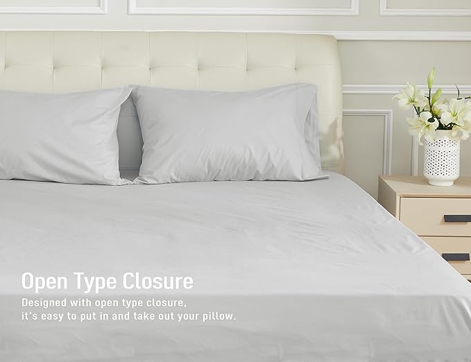 Sunflower King Pillowcases Set of 2, 100% Cotton King Pillow Cases 2, 20×40 inches Ash, Soft and Breathable