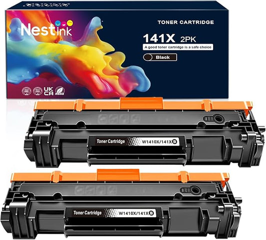 141X Compatible Toner Cartridge Replacement for HP 141X Black Toner Cartridge for HP W1410X 141A 141 Works with HP M110w, MFP M140w, MFP M139w Printers (2-Pack, with Chip)
