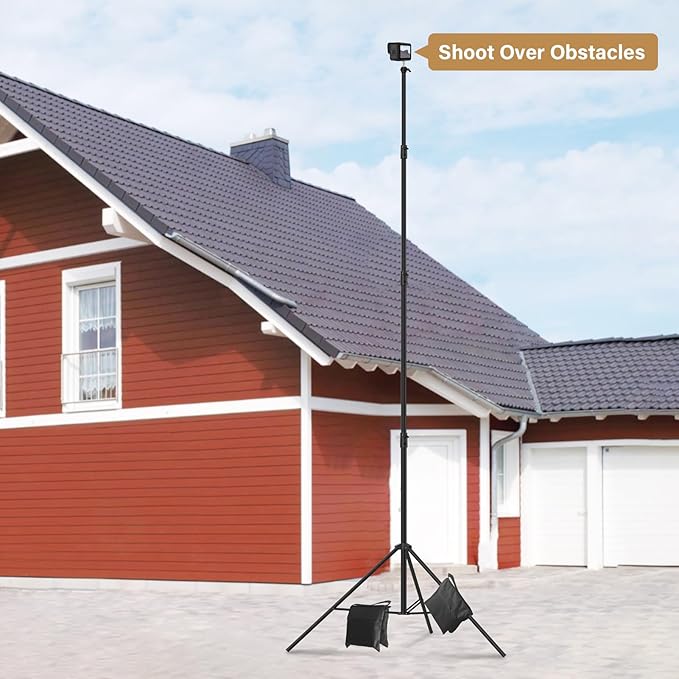 16.4' Heavy Duty Extreme Tall Video Camera Sports Tripod Stand, Sdfghj 16.4ft/500cm Sky High Tripod Light Stand with 1/4"& 3/8" Screw Adapter, Non-Slip Feet Wind Resistant, for Soccer/Basketball Games