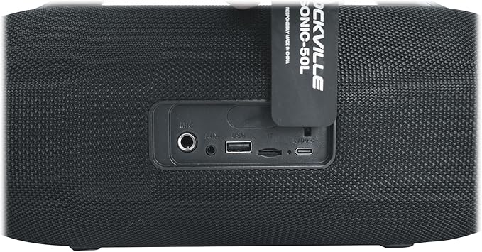 Rockville SONIC-50L Portable Bluetooth Speaker, 50W Stereo Sound, Dual LED Rings, IPX5 Water-Resistant, Upto 24-Hour Battery, TWS, USB/TF Card/AUX/Mic Inputs, for Outdoor and Indoor Events