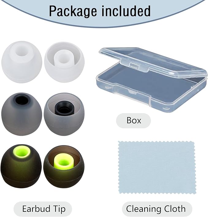 Earbud Replacement Tips Silicone Earbud Covers Fit for in-Ear Headphones (Inner Hole 3.8mm -5.1mm) 9 Pairs S/M/L