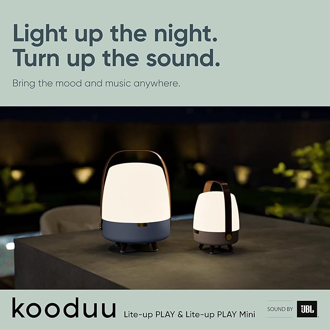 Adesso Kooduu Mini Bluetooth Speaker Lamp – Cordless, Rechargeable Speaker & Lamp for Indoor/Outdoor use, Earth