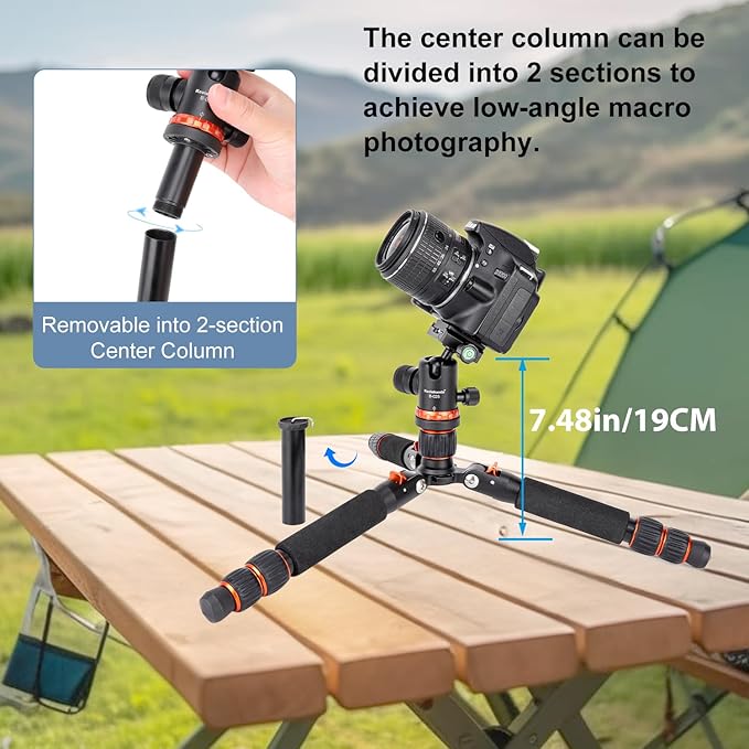 Koolehaoda Mini Desktop Tripod Aluminum Portable Camera Tripod 7"-25" Adjustable Desk Tripod with 360° Ball Head, 1/4" Quick Shoe Plate for DSLR Camera Video Camcorder, Load up to 22lbs /10kg