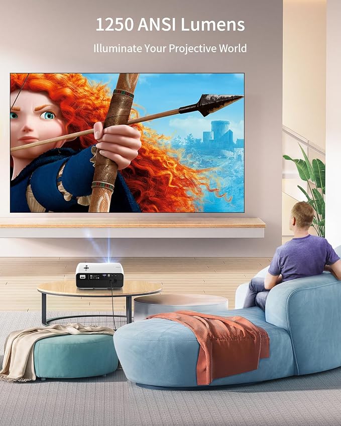 WiFi Bluetooth Movie Projector Indoor 4K, with 2 HDMI ARC, 2 USB, Auto Focus, Smart Android LED Daytime Home Theater Projectors Apps Zoom Keystone for Church, Bedroom, Living /Conference Room, Ceiling