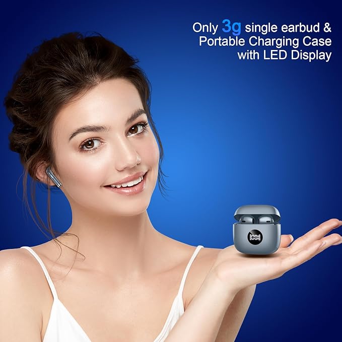 Wireless Earbuds, Bluetooth 5.3 Ear Buds LED Power Display Headphones Bass Stereo, Bluetooth Earbuds in-Ear Noise Cancelling Mic, 40H Playback Mini Case IP7 Waterproof Sports Earphones for Android iOS