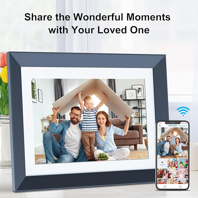 WiFi Digital-Picture-Frame 10.1" Electronic Photo-Frame - 16GB, IPS Touch Screen, Motion Sensor, Auto-Rotate, Instantly Sharing Photo Video Via App, Email, Free Cloud, Personalized Gift for Boyfriend