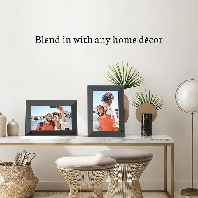 BSIMB 8 Inch Digital Picture Frame Touch Screen, 1280x800 HD WiFi Electronic Photo Frame 16GB, Share Pictures/Videos via App/USB/SD Easy Setup Gifts for Mom, Auto-Rotate, Dark Black