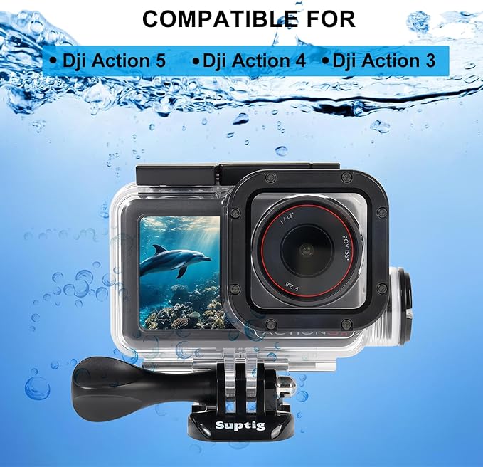 Suptig Waterproof Case Compatible for DJI Action 5/4/3, Waterproof Up to 164ft(50 Meters)