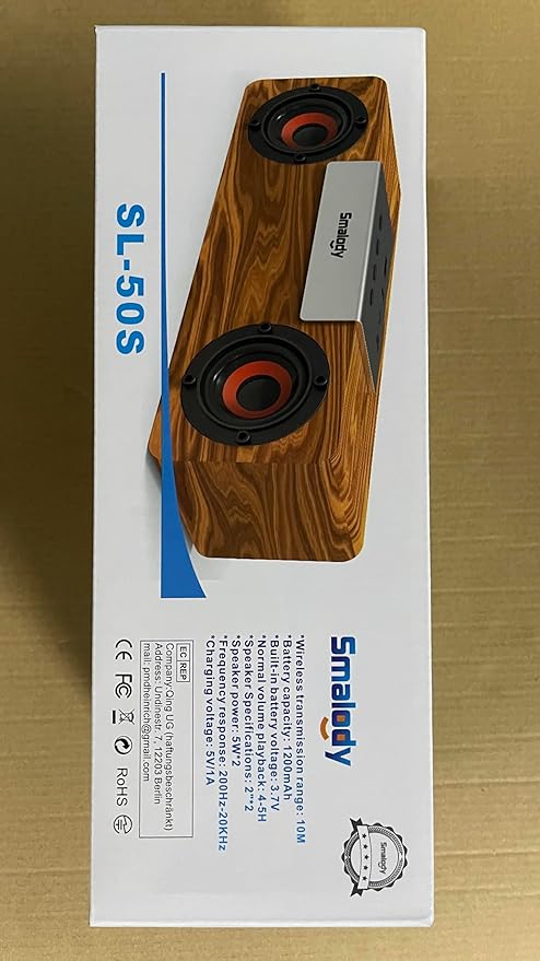 Smalody Wood Retro Bluetooth Speaker, Portable Mini Wireless Bluetooth Speakers, Vintage Wooden Speaker for Room Decoration, Perfect for Cafes, Restaurants, Vintage Coth Stores, Bedroom etc